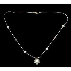 Vintage Isreal Sterling Silver Didae Shablool Pearl Station Necklace